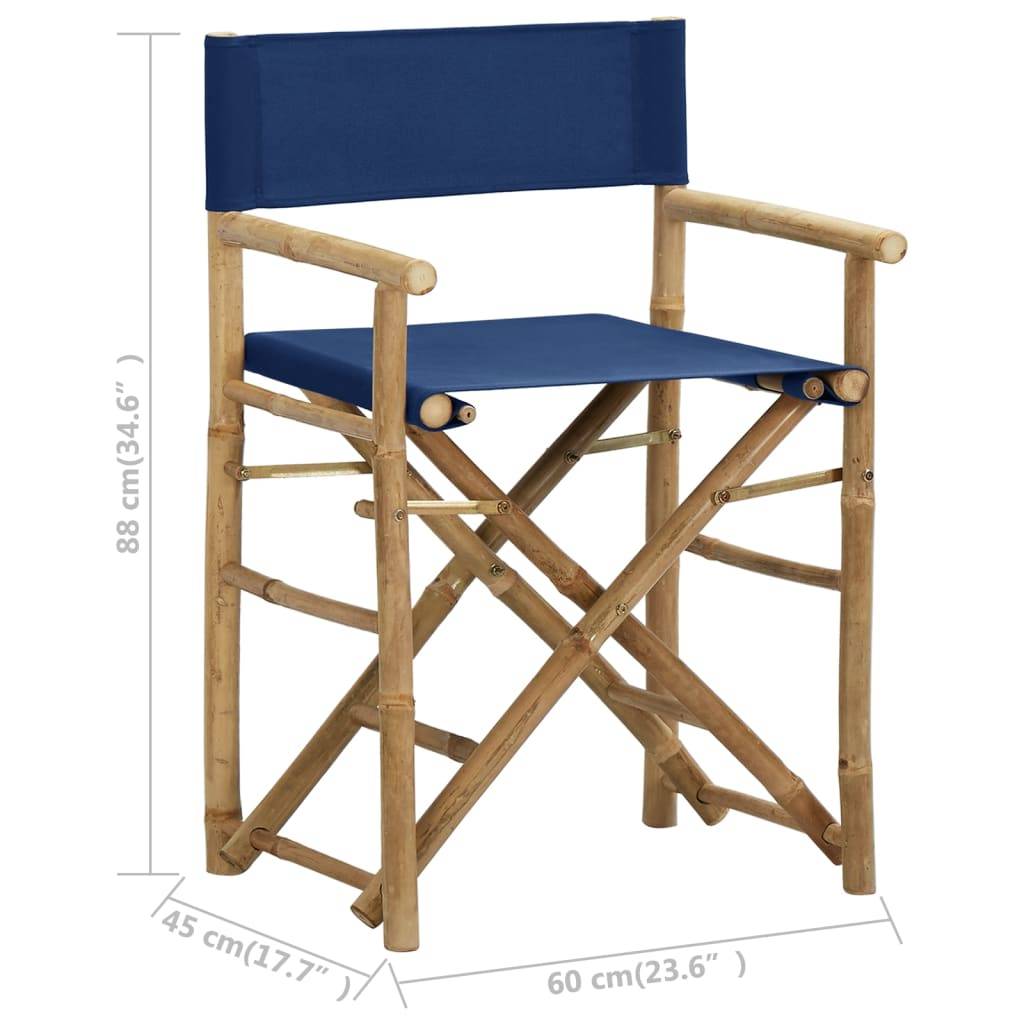 vidaXL Klappbare Regiestühle 2 Stk. Blau Bambus und Stoff