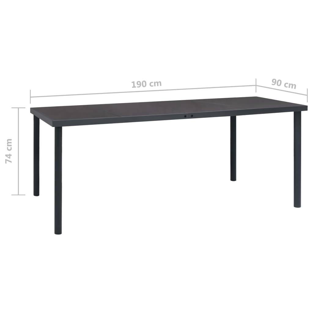 vidaXL Outdoor-Esstisch Anthrazit 190x90x74 cm Stahl
