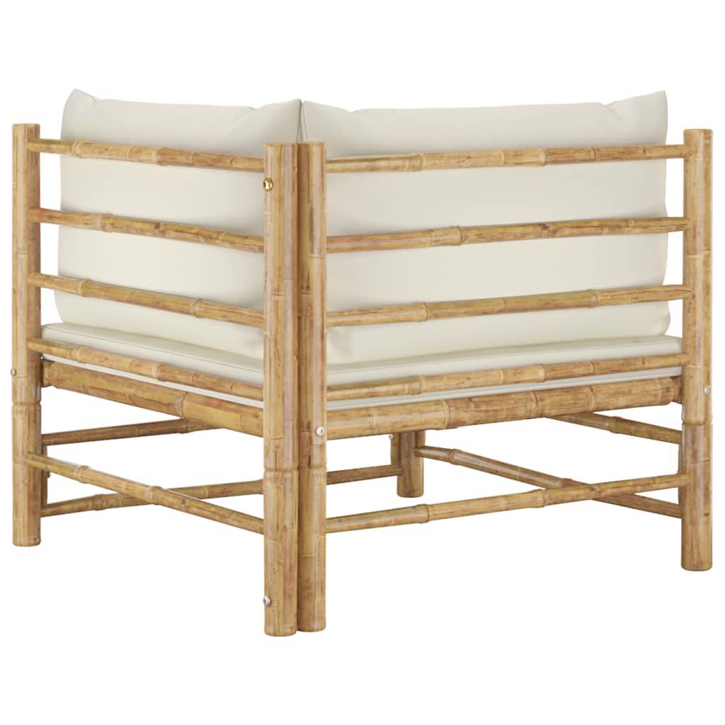 vidaXL Garten-Ecksofa mit Kissen Cremeweiß Bambus