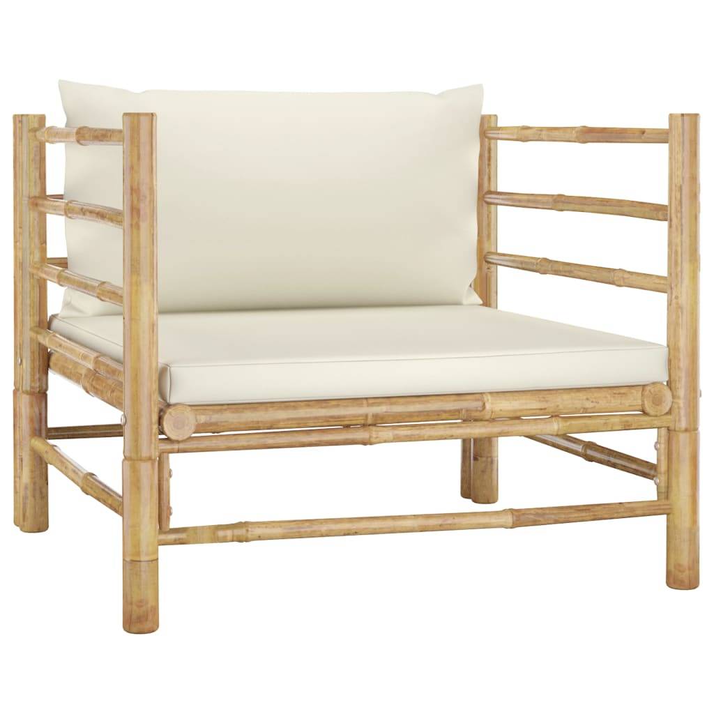 vidaXL Gartensofa mit Kissen Cremeweiß Bambus