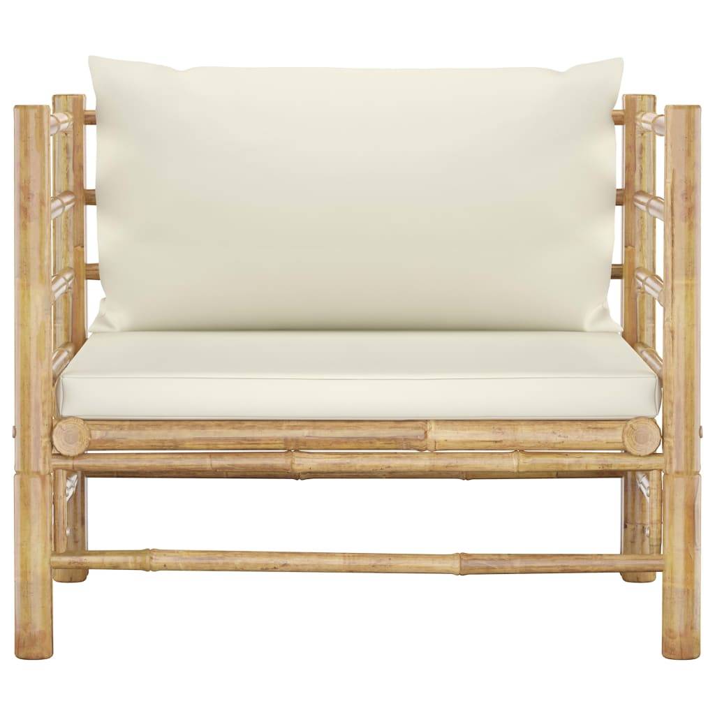 vidaXL Gartensofa mit Kissen Cremeweiß Bambus