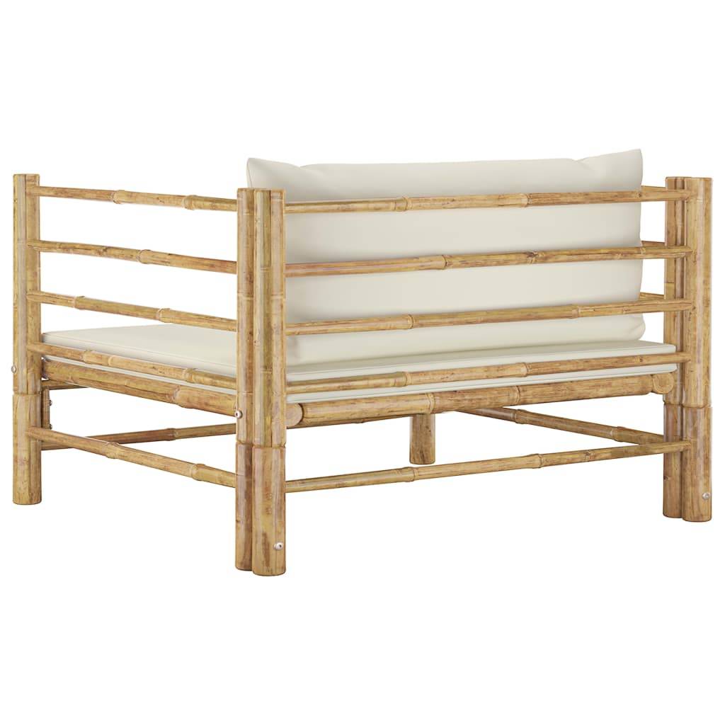 vidaXL Gartensofa mit Kissen Cremeweiß Bambus