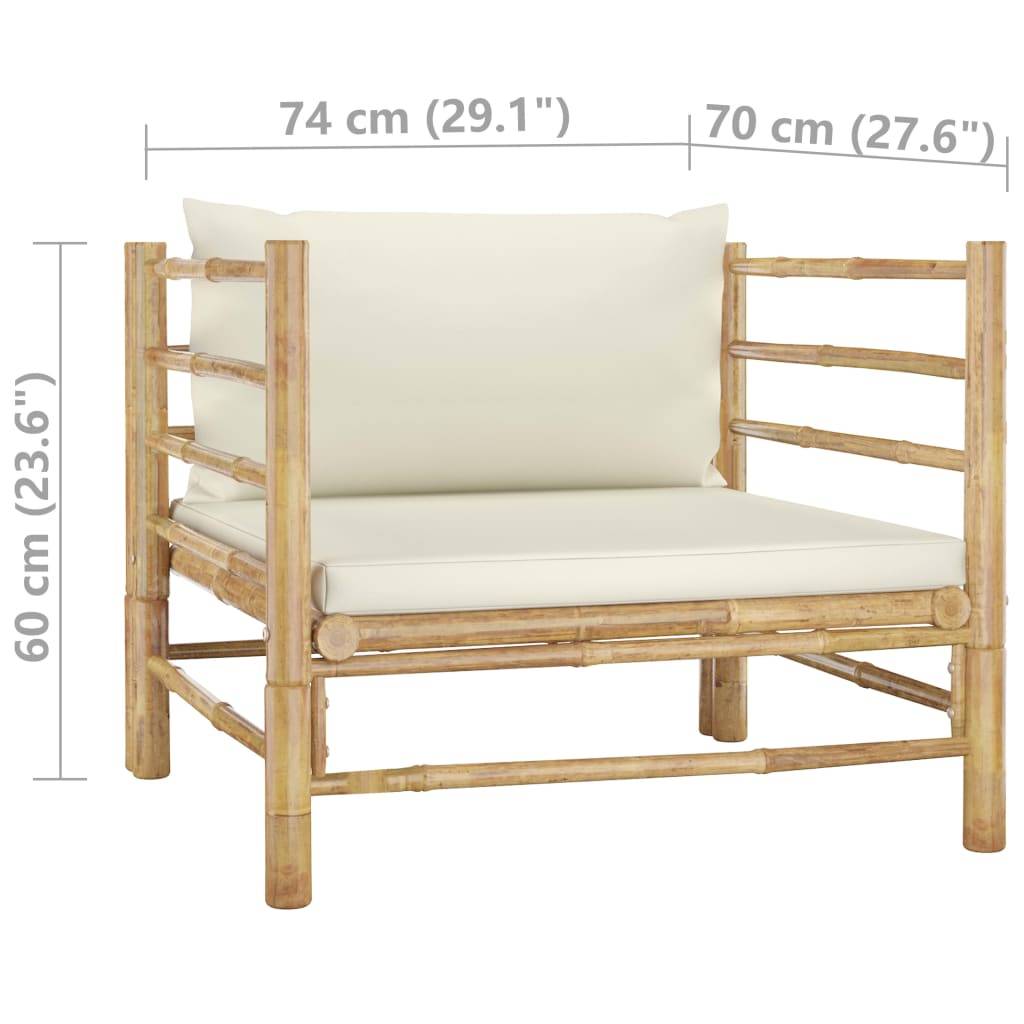 vidaXL Gartensofa mit Kissen Cremeweiß Bambus