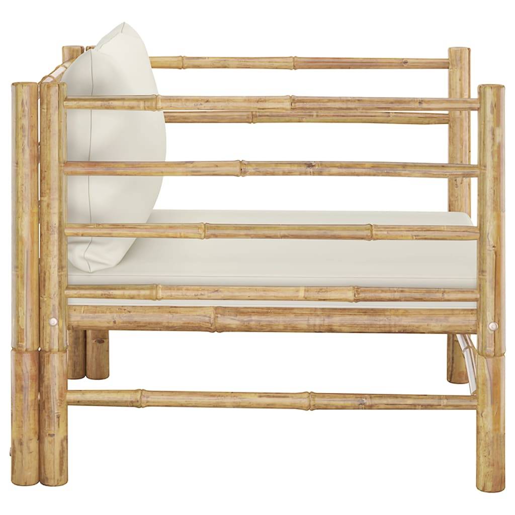 vidaXL Gartensofa mit Kissen Cremeweiß Bambus