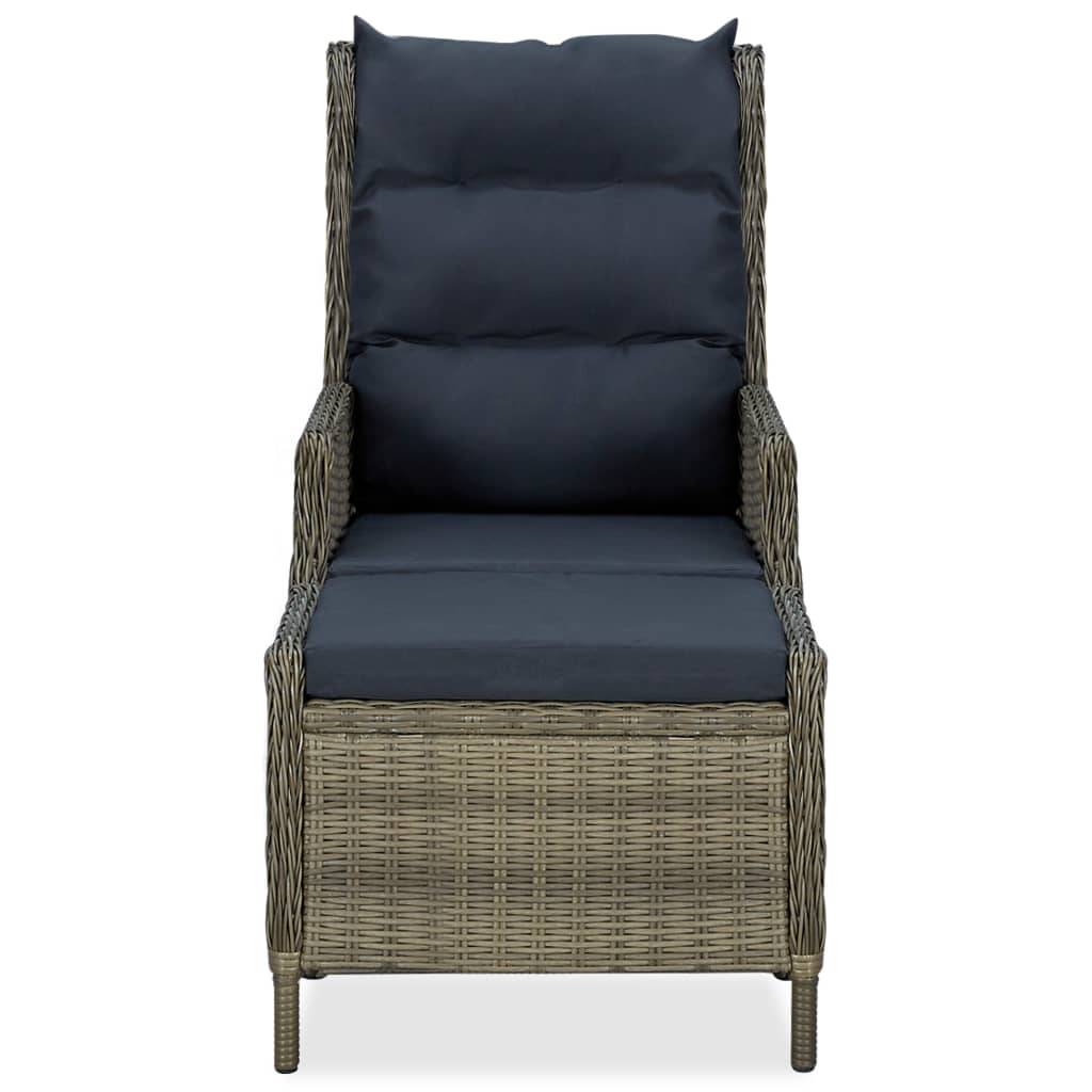 vidaXL Verstellbarer Gartensessel mit Fußhocker Poly Rattan Braun