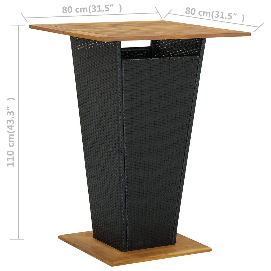 vidaXL 5-tlg. Gartenbar-Set mit Kissen Poly Rattan Schwarz