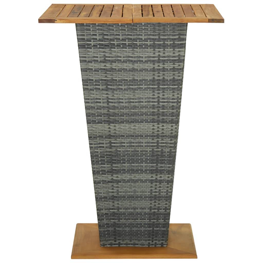 vidaXL Bartisch Grau 80x80x110 cm Poly Rattan und Massivholz Akazie