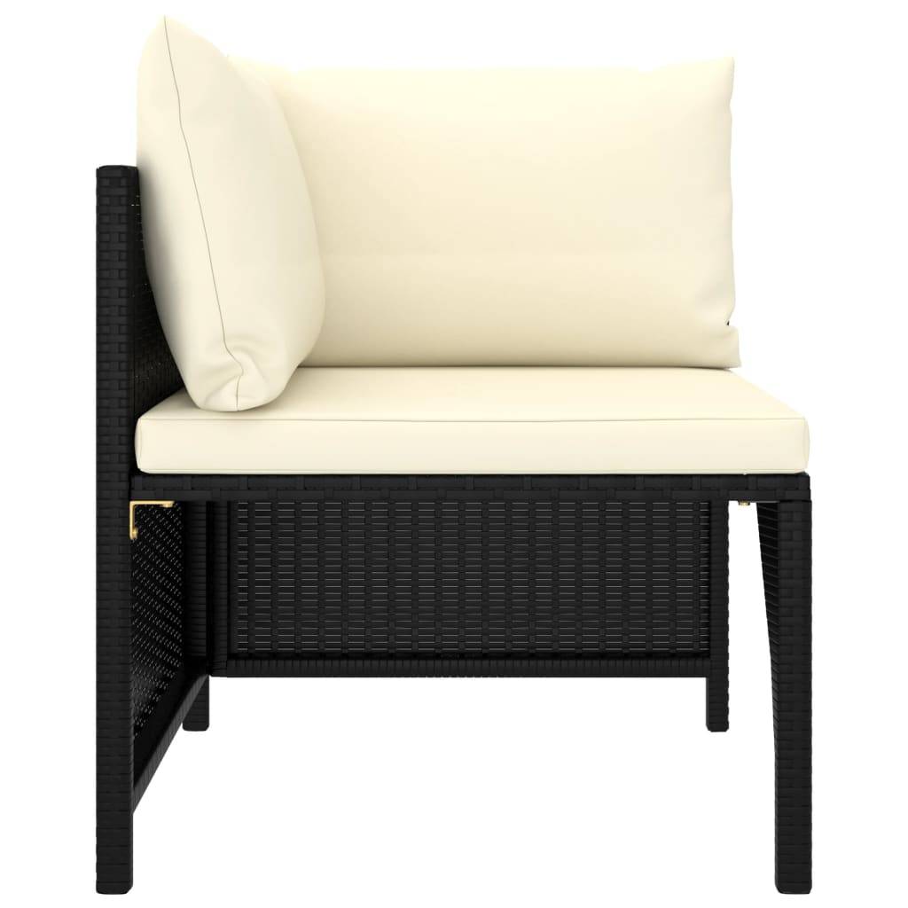 vidaXL 2-Sitzer-Gartensofa mit Kissen Schwarz Poly Rattan