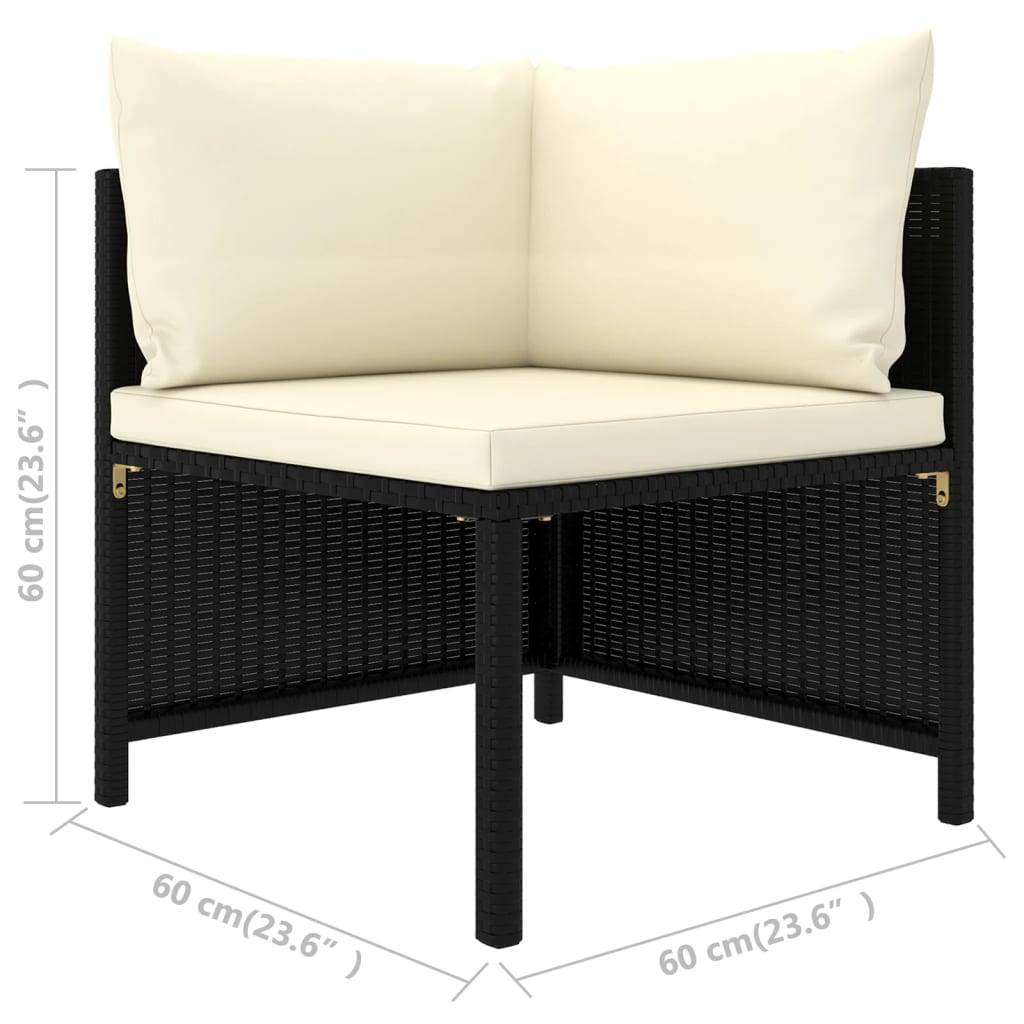 vidaXL 4-tlg. Garten-Sofagarnitur mit Auflagen Schwarz Poly Rattan