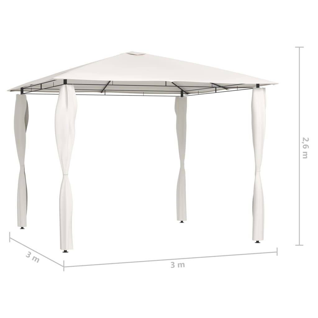 vidaXL Pavillon mit Pfostenabdeckungen 3x3x2,6 m Creme 160 g/m²
