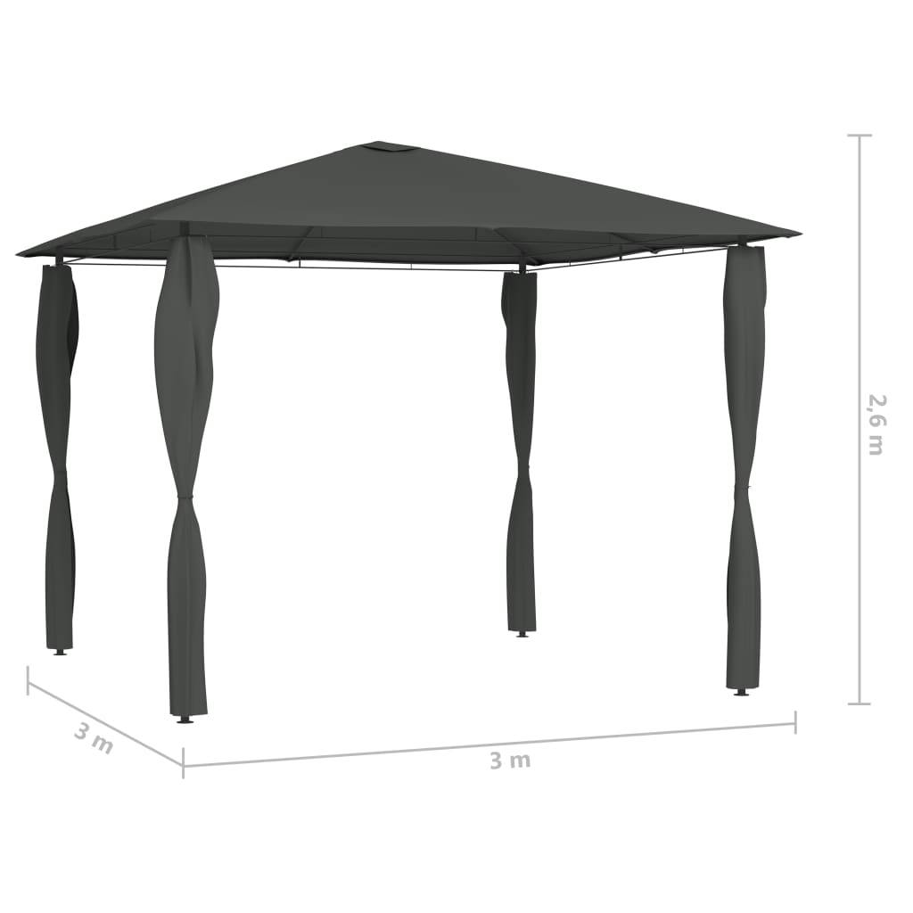 vidaXL Pavillon mit Pfostenabdeckungen 3x3x2,6 m Anthrazit 160 g/m²
