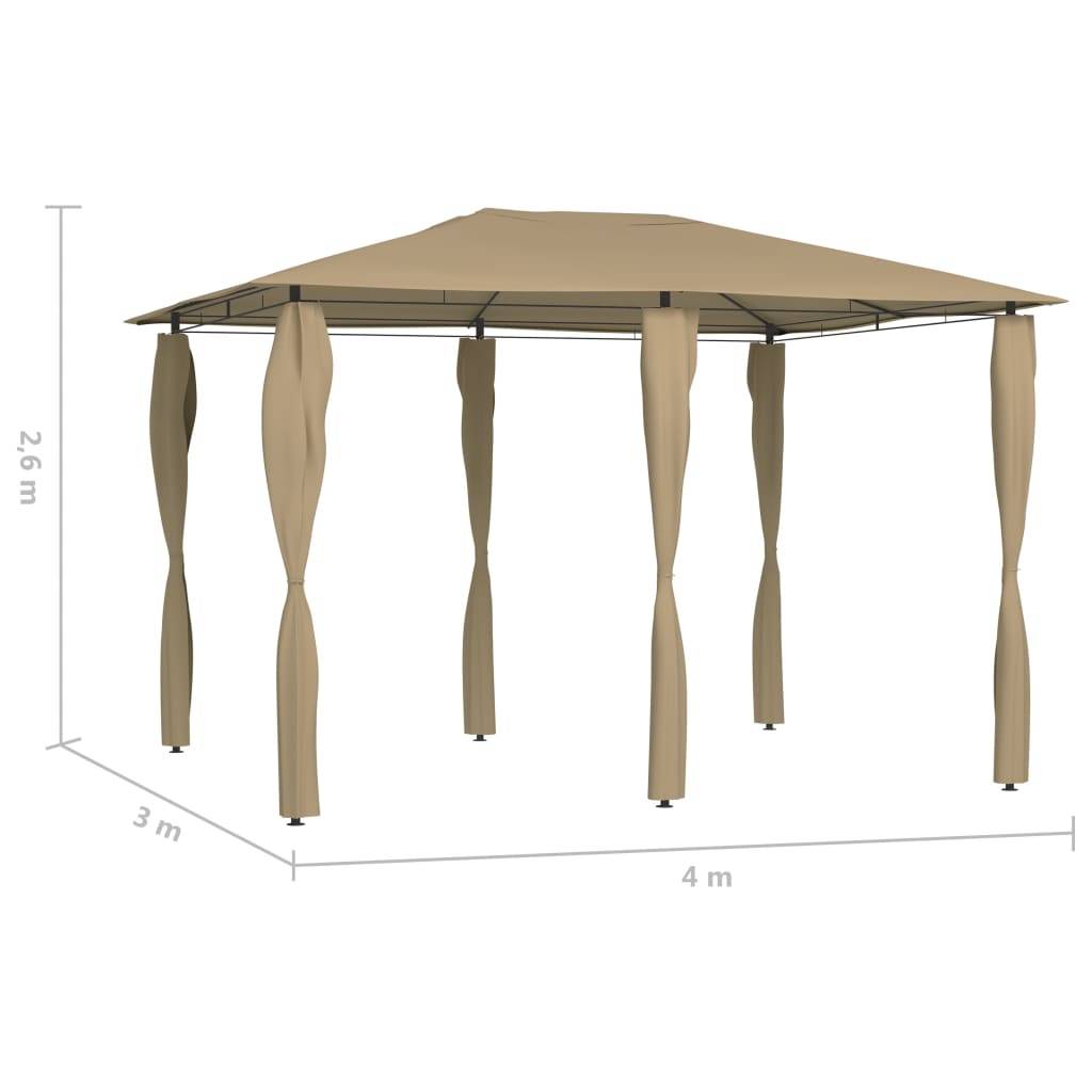 vidaXL Pavillon mit Pfostenabdeckungen 3x4x2,6 m Taupe 160 g/m²