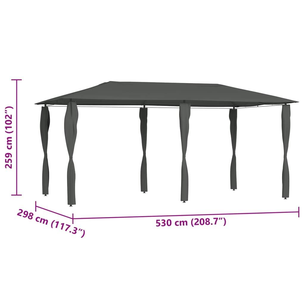 vidaXL Pavillon mit Pfostenverkleidung 2,98x5,3x2,59 m Grau 160 g/m²
