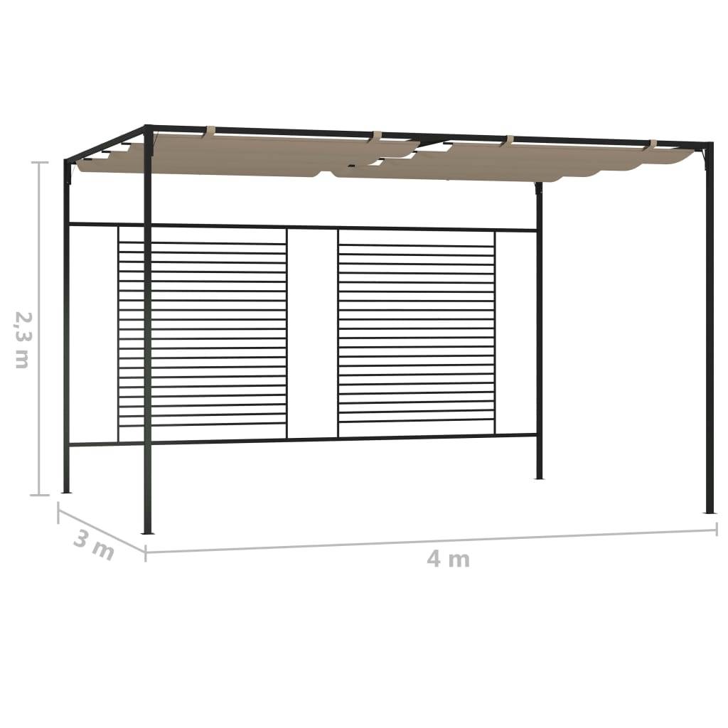 vidaXL Pavillon mit Ausziehbarem Dach 3x4x2,3 m Taupe 180 g/m²