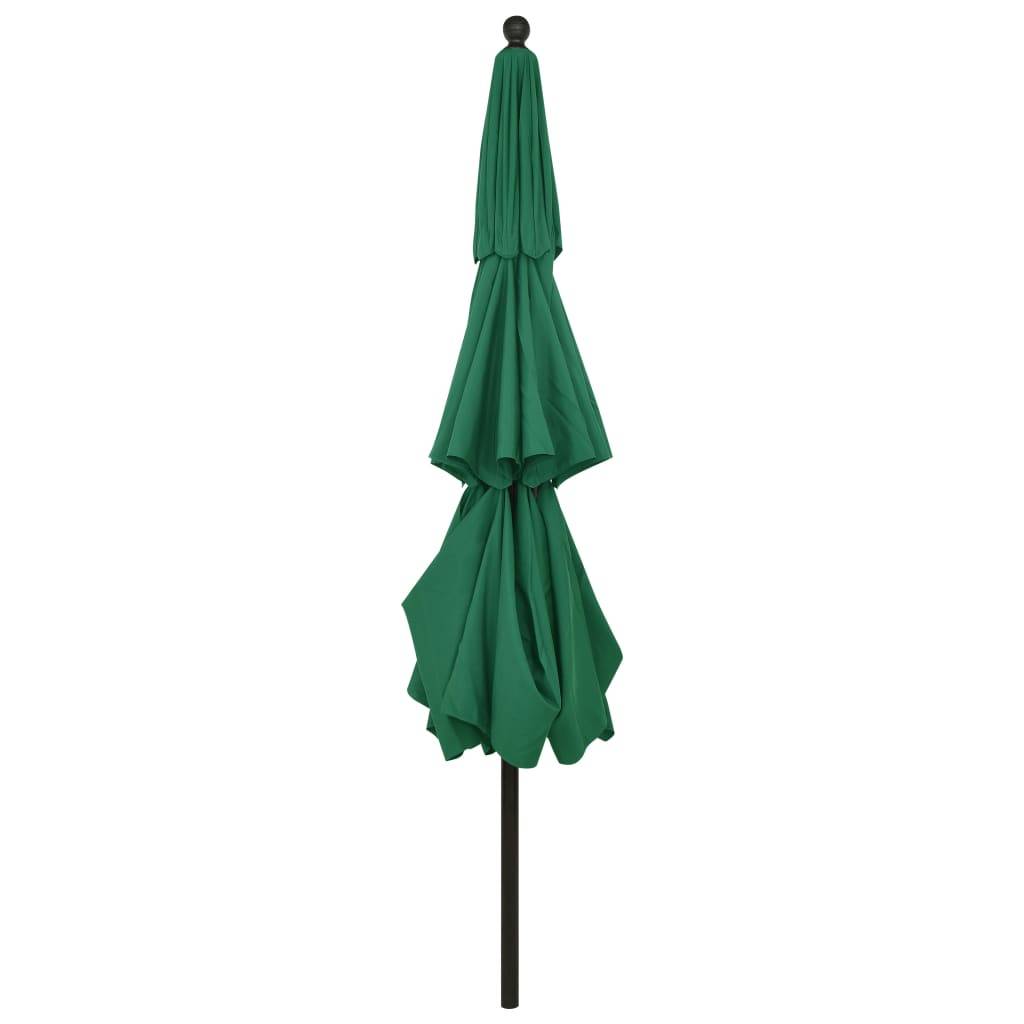 vidaXL Sonnenschirm mit Aluminium-Mast 3-lagig Grün 3,5 m