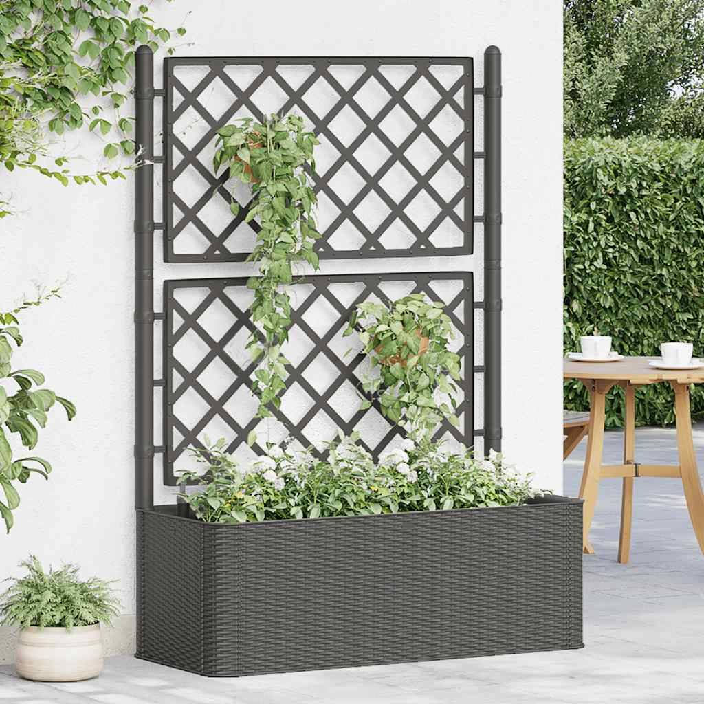vidaXL Garten-Hochbeet mit Spalier Selbstbewässerungssystem Anthrazit