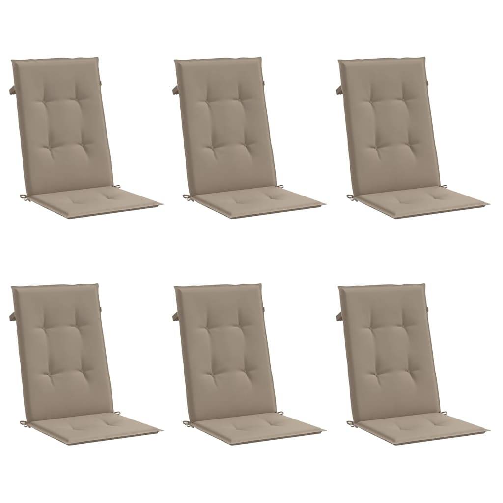vidaXL Gartenstuhlauflagen für Hochlehner 6Stk. Taupe 120x50x3cm Stoff