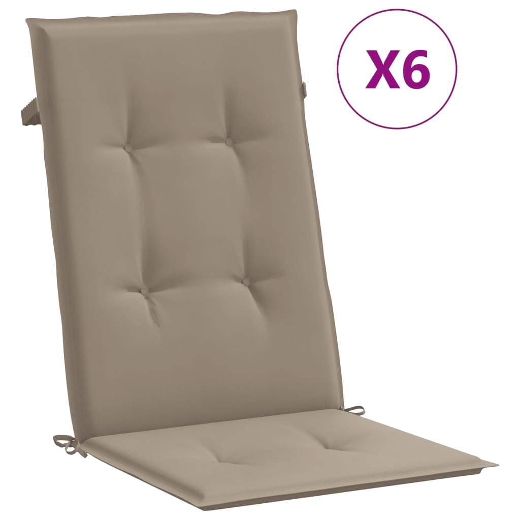 vidaXL Gartenstuhlauflagen für Hochlehner 6Stk. Taupe 120x50x3cm Stoff