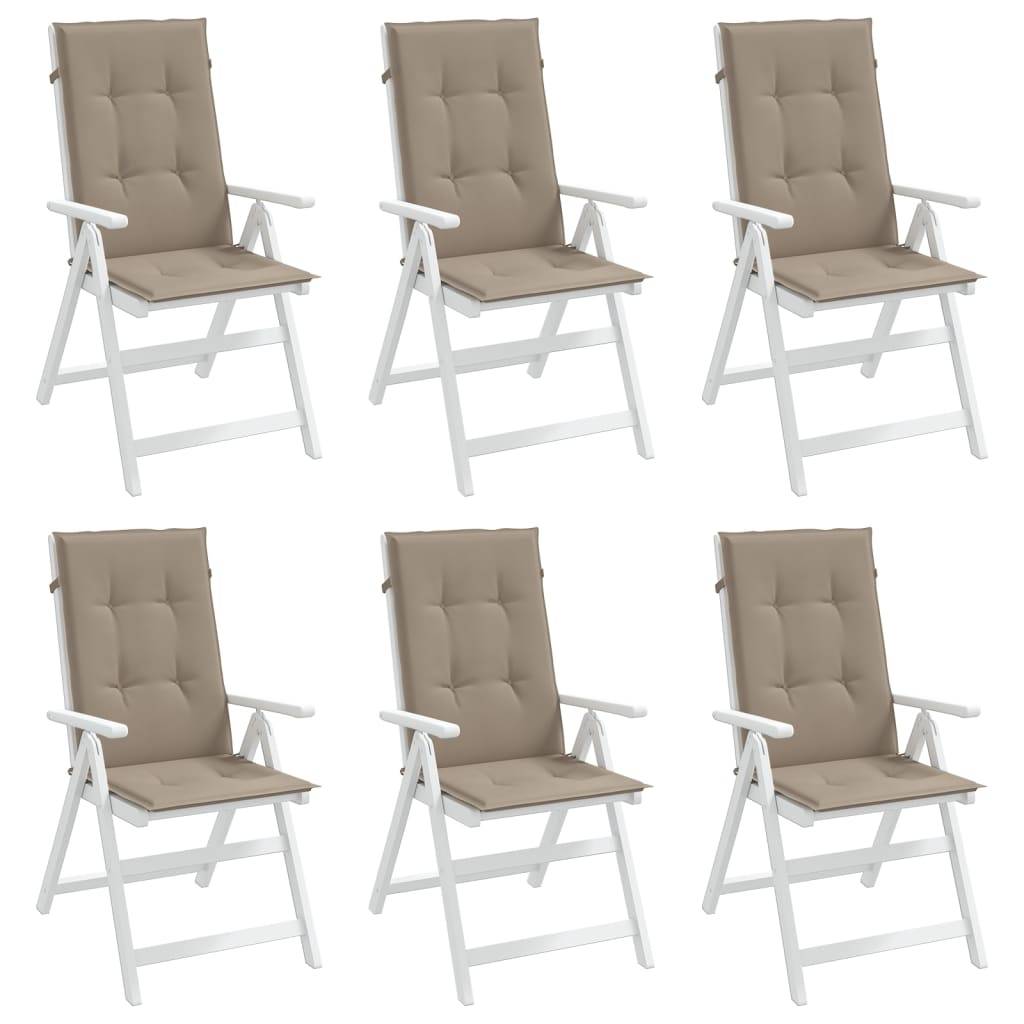 vidaXL Gartenstuhlauflagen für Hochlehner 6Stk. Taupe 120x50x3cm Stoff