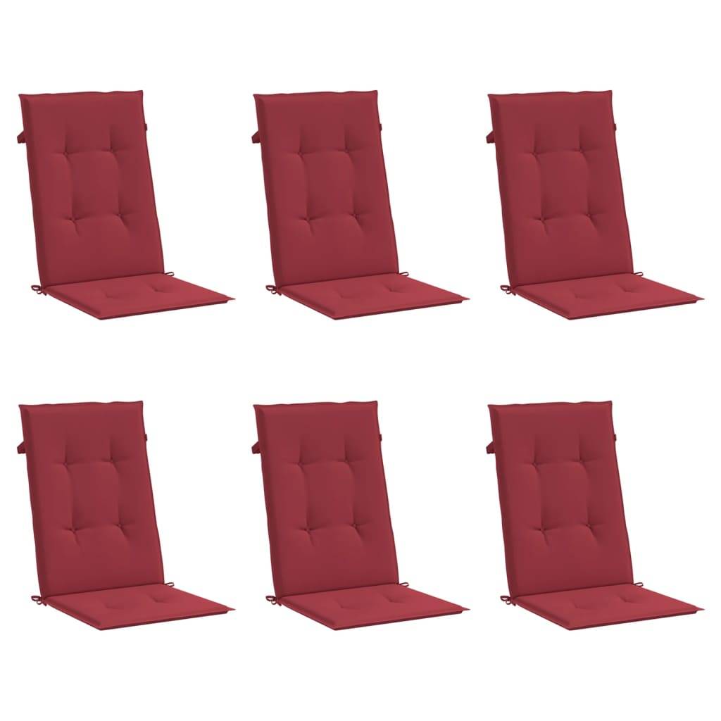 vidaXL Gartenstuhlauflagen für Hochlehner 6 Stk. Weinrot 120x50x3 cm