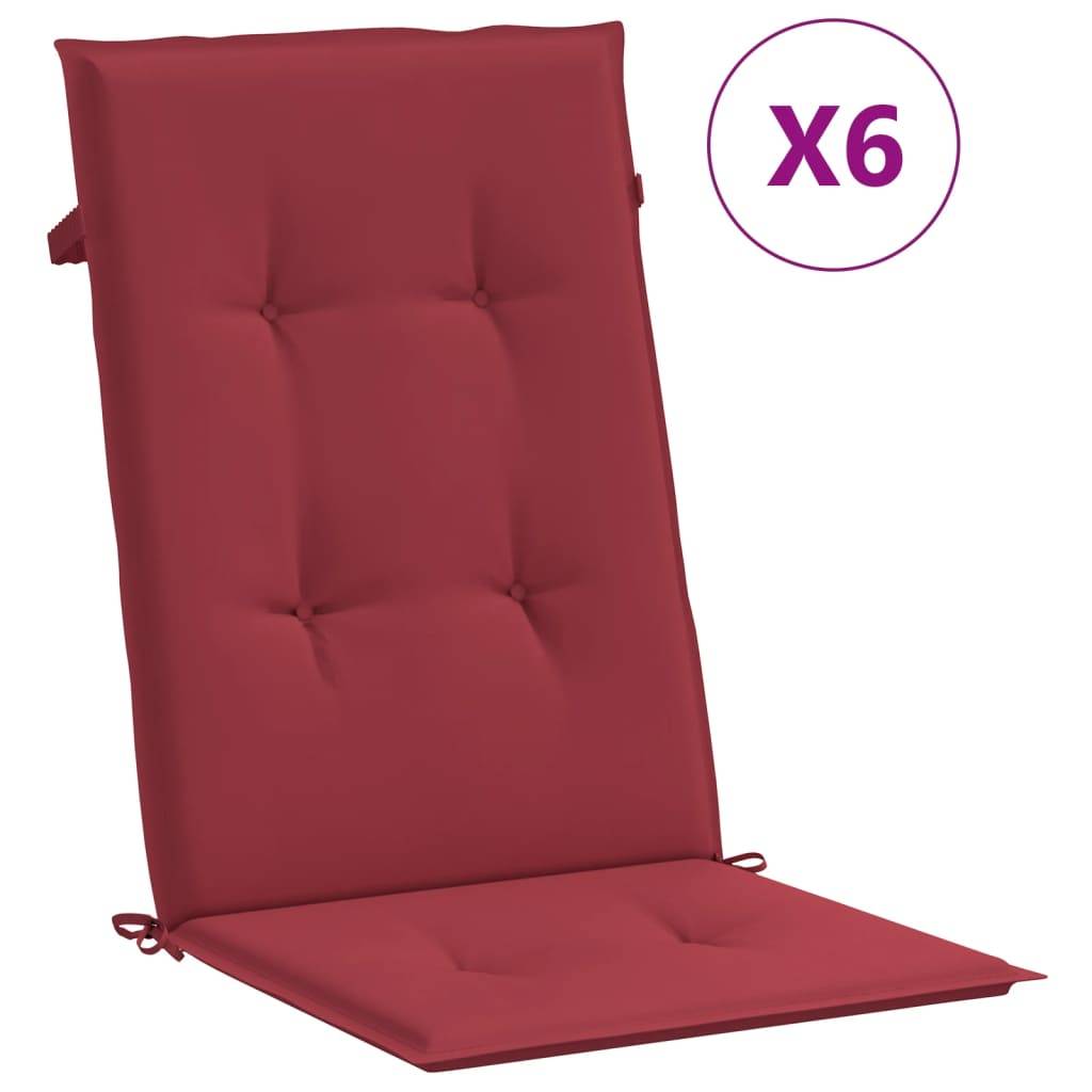 vidaXL Gartenstuhlauflagen für Hochlehner 6 Stk. Weinrot 120x50x3 cm