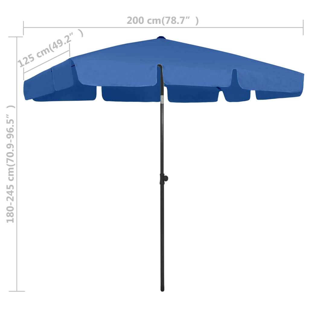 vidaXL Strandschirm Azurblau 200x125 cm