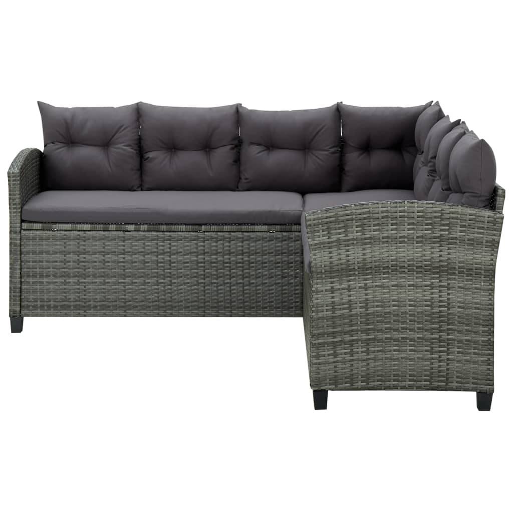 vidaXL 6-tlg. Garten-Lounge-Set mit Auflagen Poly Rattan Grau