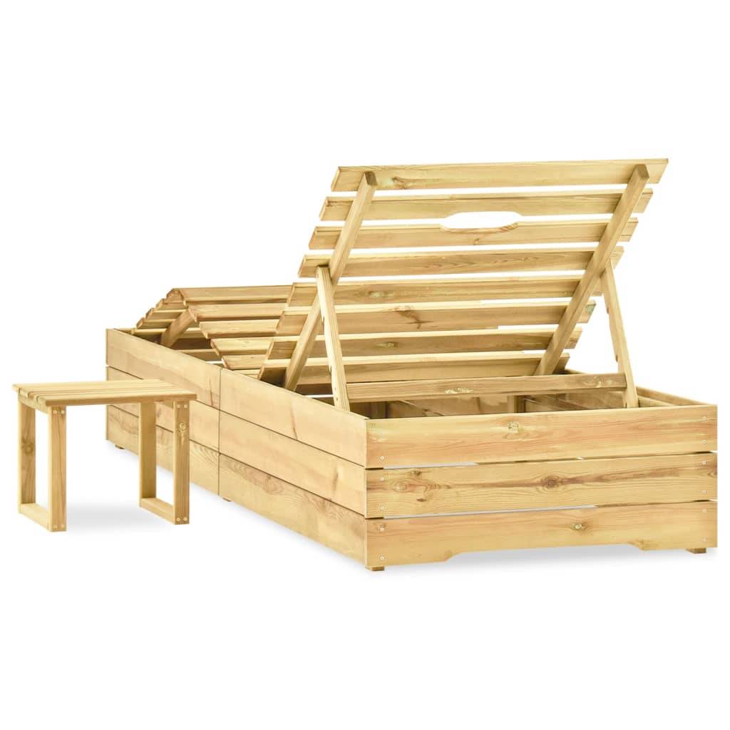 vidaXL Sonnenliege mit Tisch Grün Imprägniertes Kiefernholz