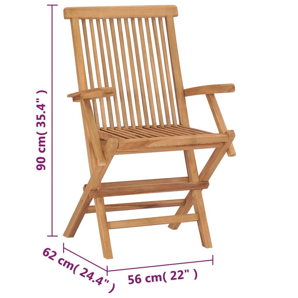 vidaXL Klappbare Gartenstühle 2 Stk. Massivholz Teak