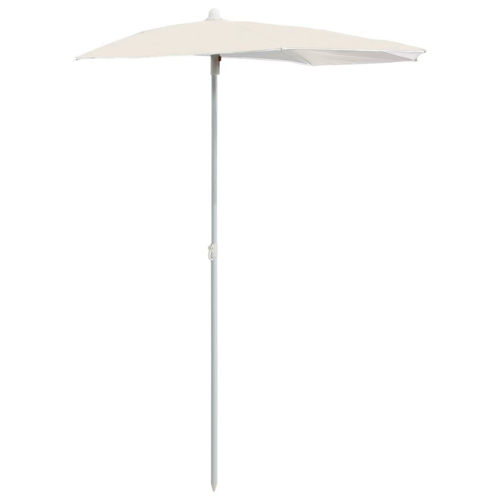 vidaXL Halb-Sonnenschirm mit Mast 180x90 cm Sandfarbe