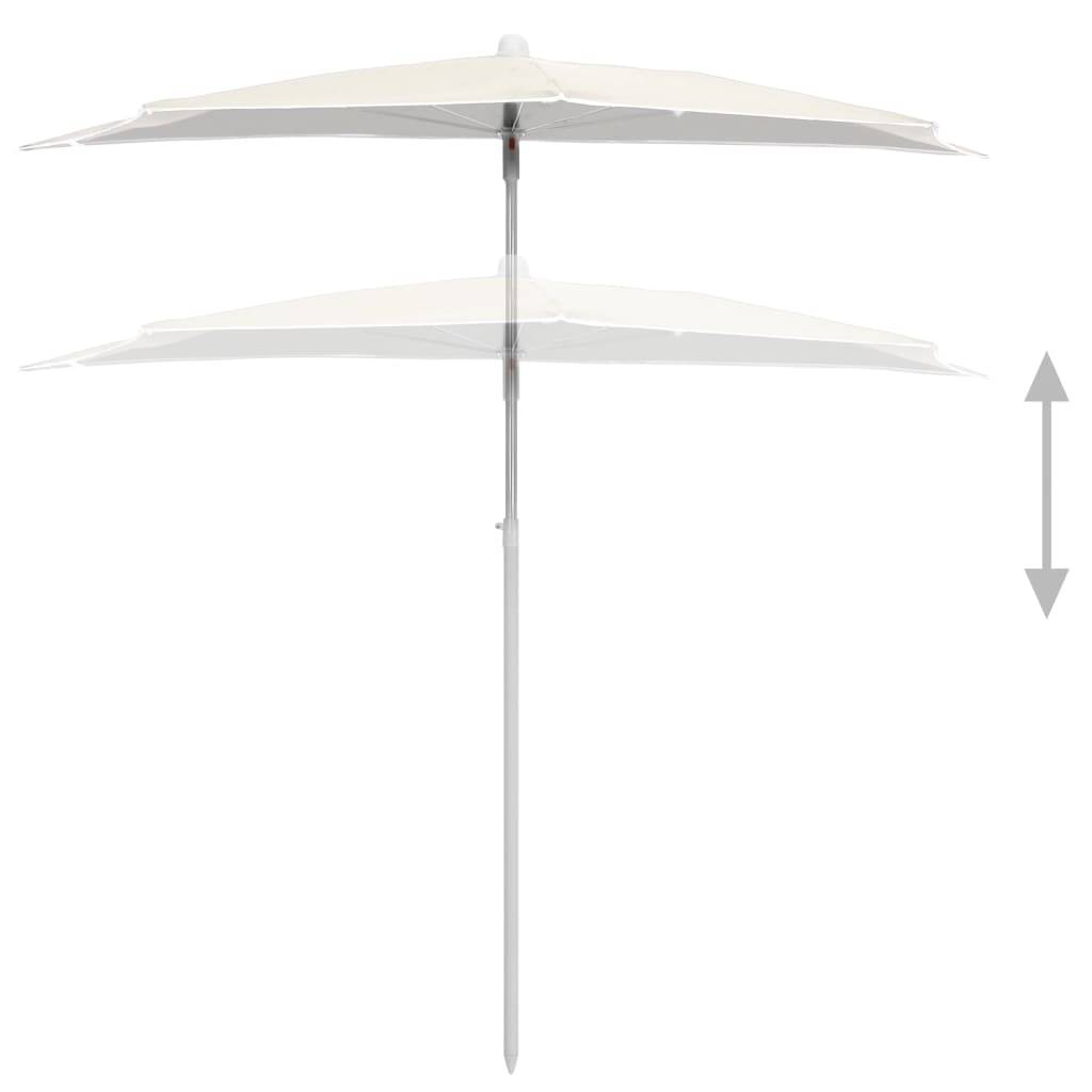 vidaXL Halb-Sonnenschirm mit Mast 180x90 cm Sandfarbe