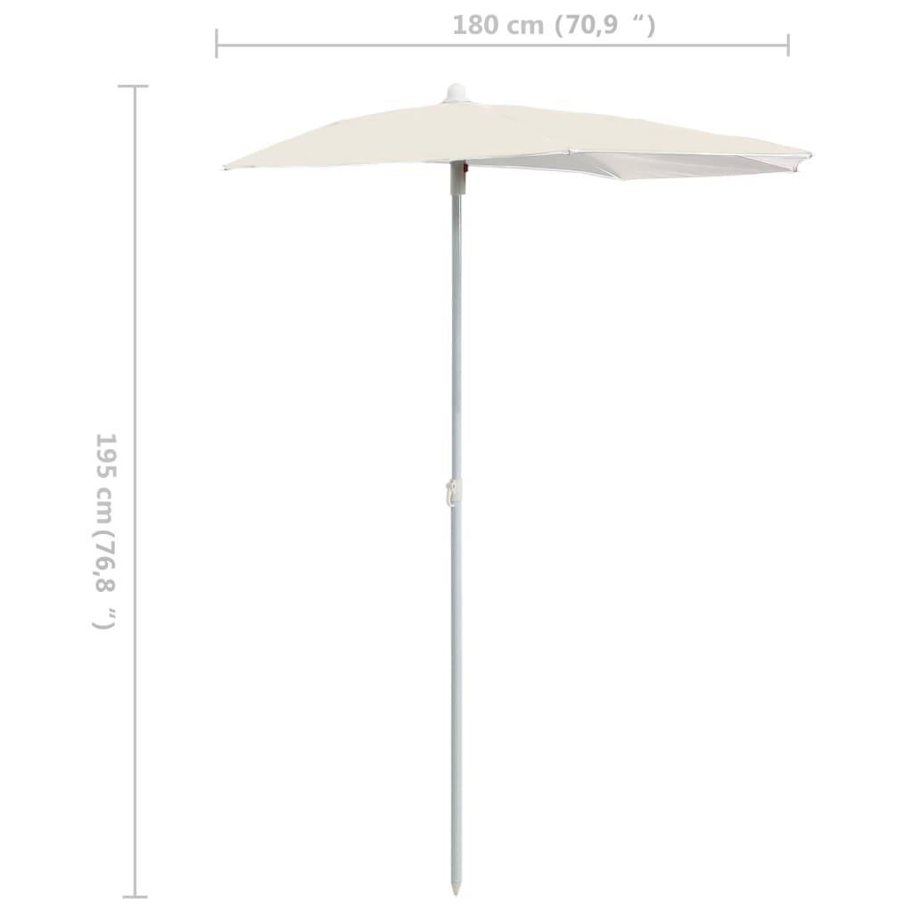 vidaXL Halb-Sonnenschirm mit Mast 180x90 cm Sandfarbe