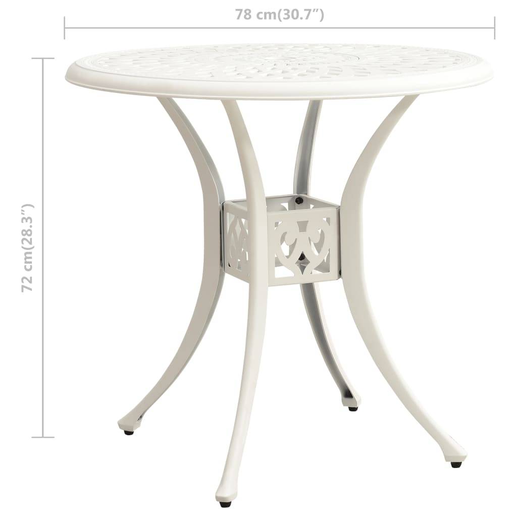 vidaXL Gartentisch Weiß 78x78x72 cm Aluminiumguss