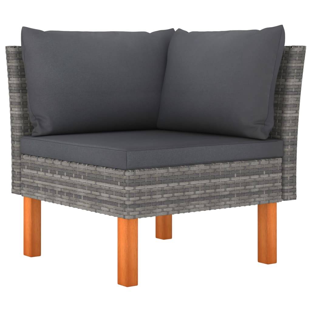 vidaXL 6-tlg. Garten-Lounge-Set Poly Rattan und Eukalyptusholz Grau