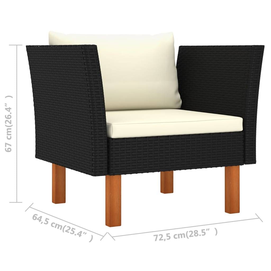 vidaXL Gartensofa Poly Rattan und Eukalyptus Massivholz