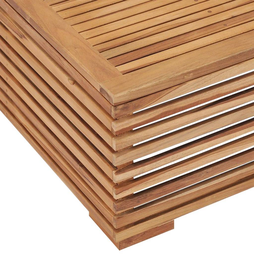 vidaXL Gartentisch und Fußhocker Set mit Creme Kissen Teak Massivholz