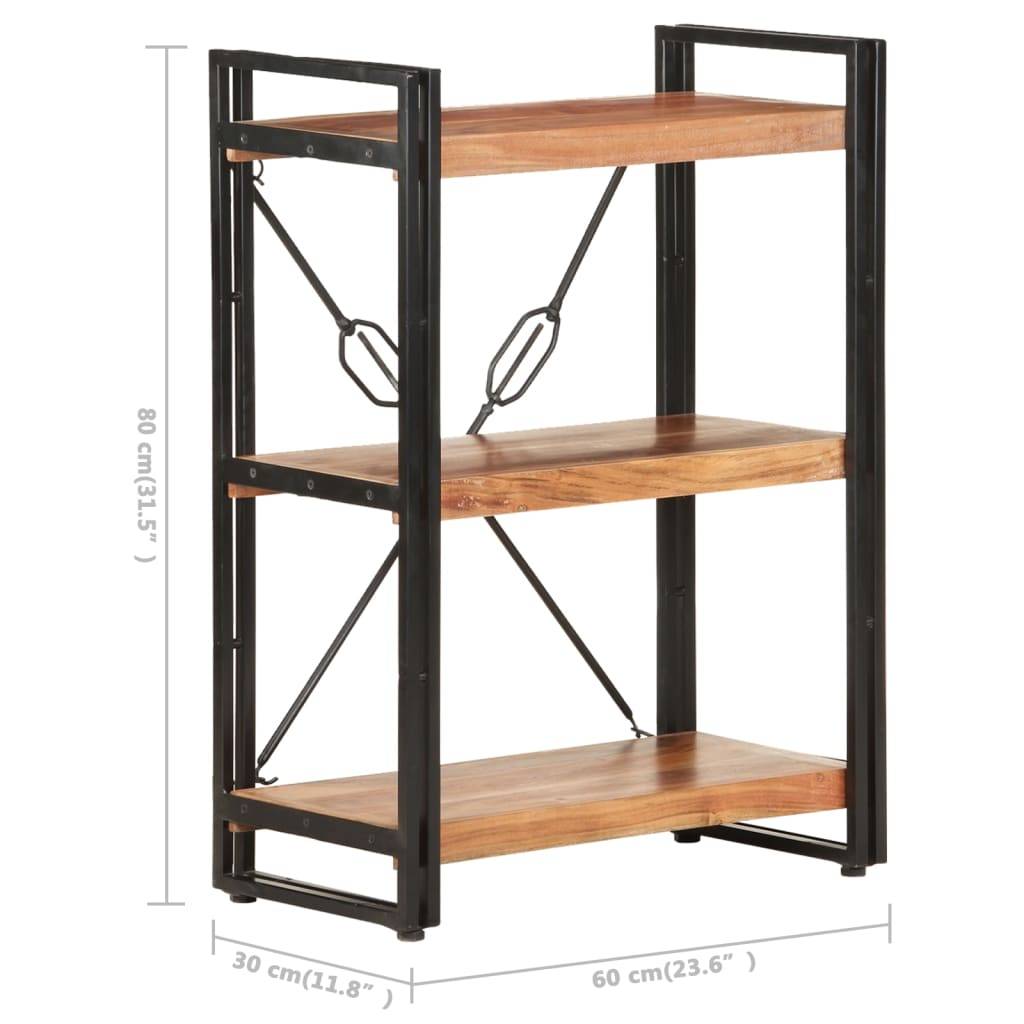 vidaXL Bücherregal 3 Fächer 60x30x80 cm Akazie Massivholz