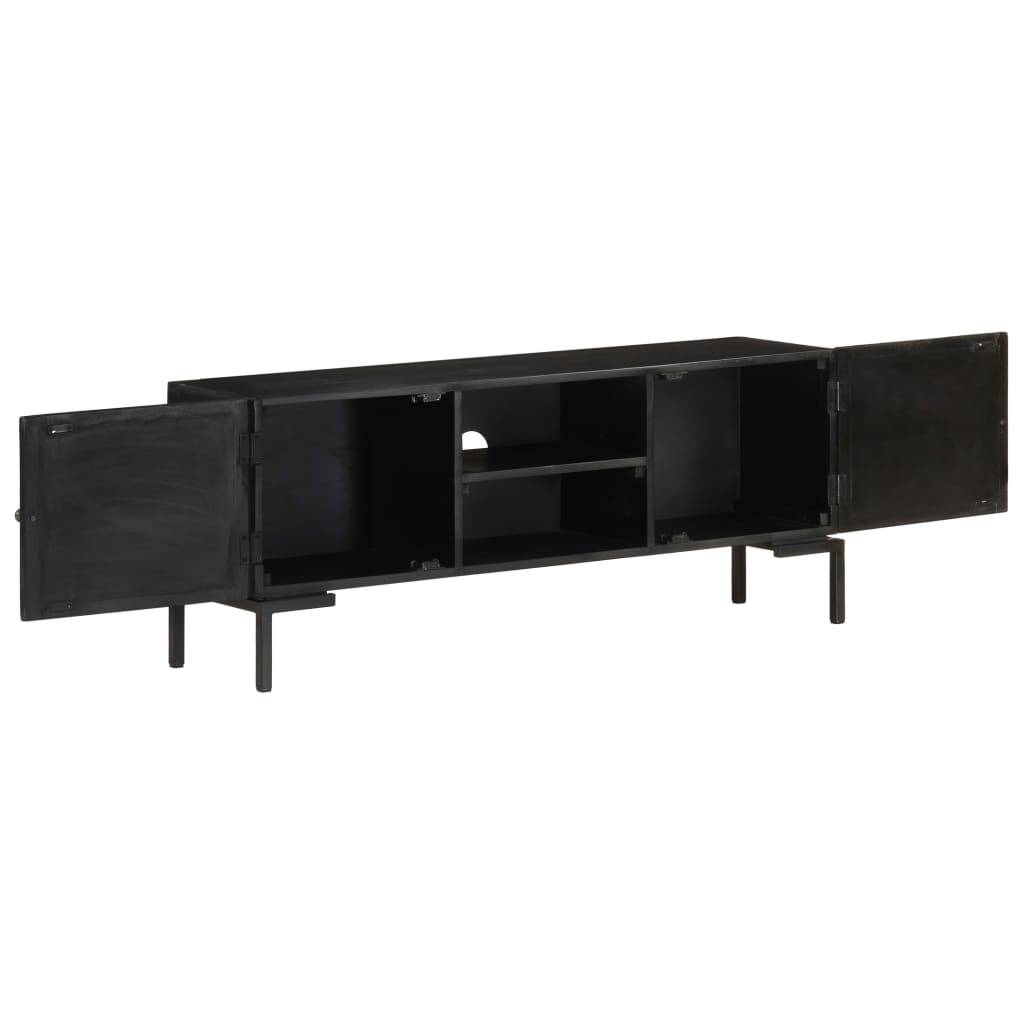 vidaXL TV-Schrank Schwarz 115x30x46 cm Massivholz Mango