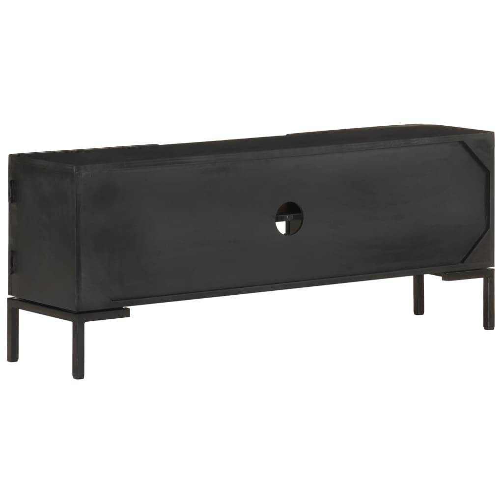 vidaXL TV-Schrank Schwarz 115x30x46 cm Massivholz Mango