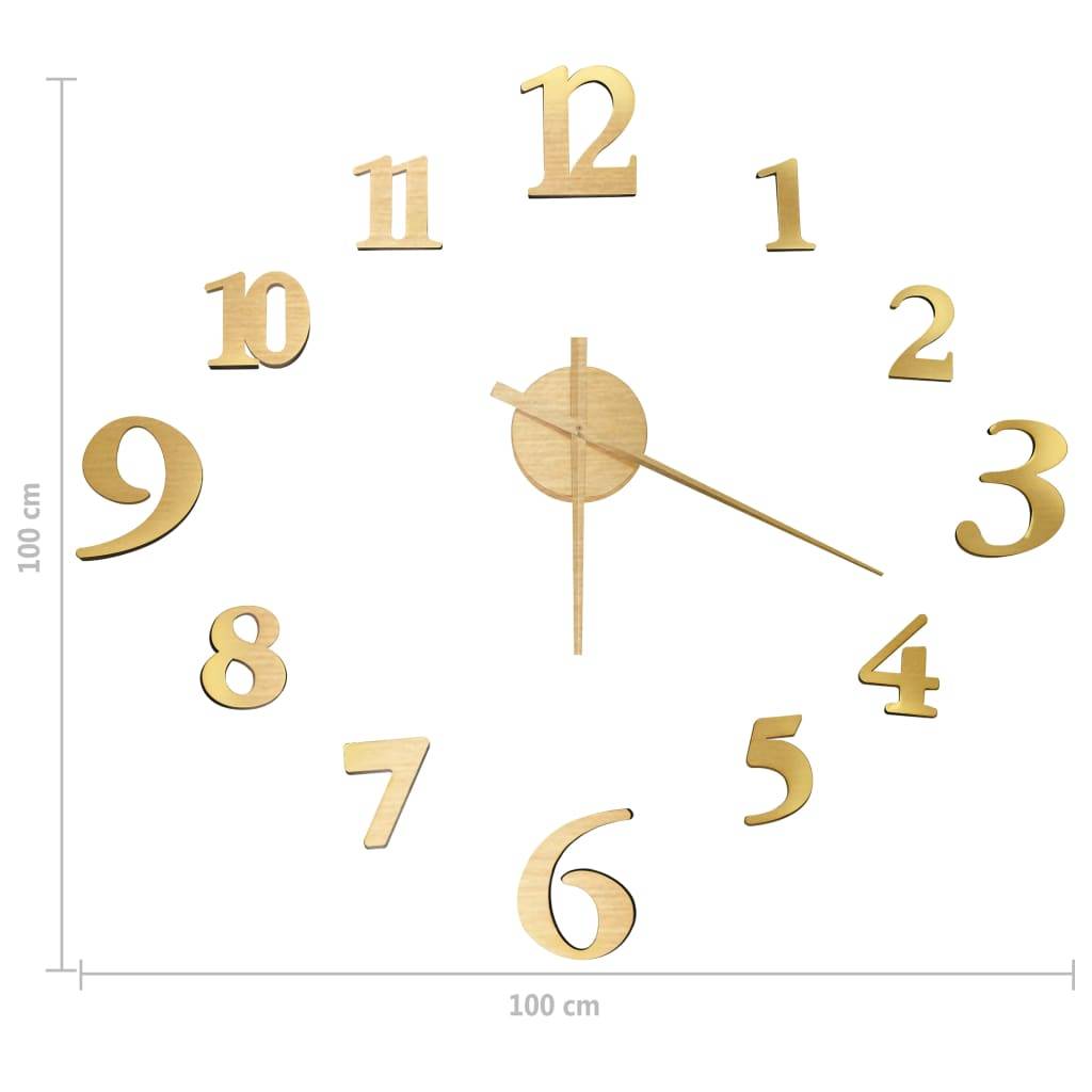 vidaXL 3D-Wanduhr Modernes Design Golden 100 cm XXL