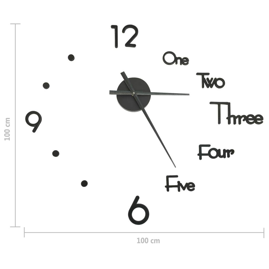 vidaXL 3D-Wanduhr Modernes Design Schwarz 100 cm XXL