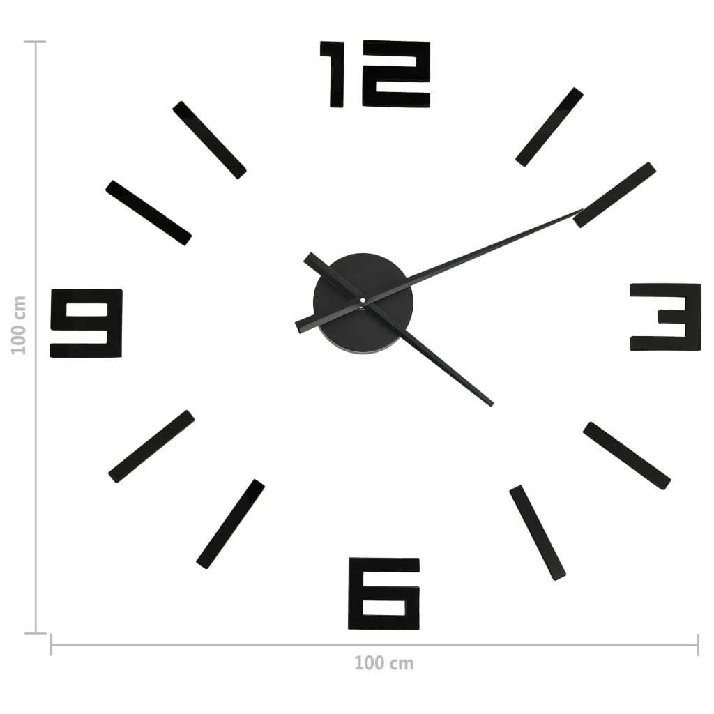 vidaXL 3D-Wanduhr Modernes Design Schwarz 100 cm XXL