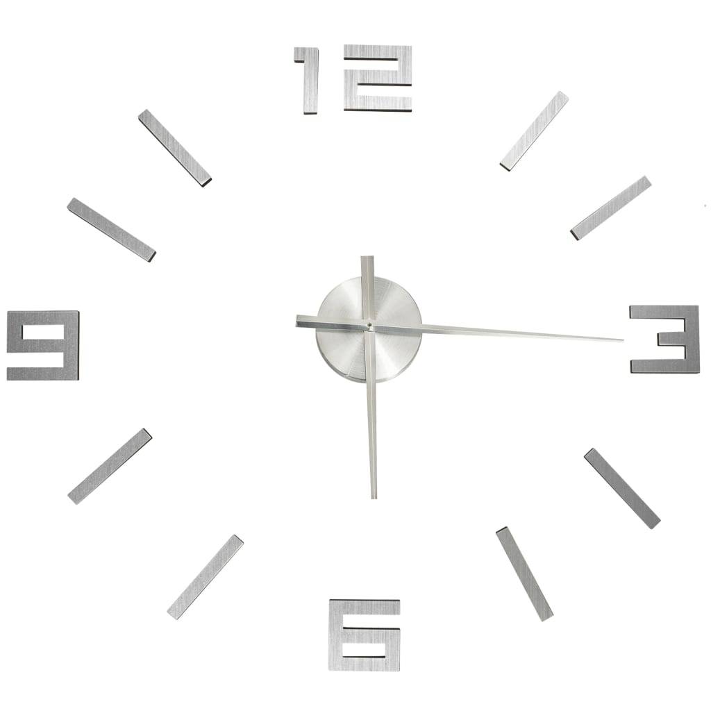 vidaXL 3D-Wanduhr Modernes Design Silbern 100 cm XXL