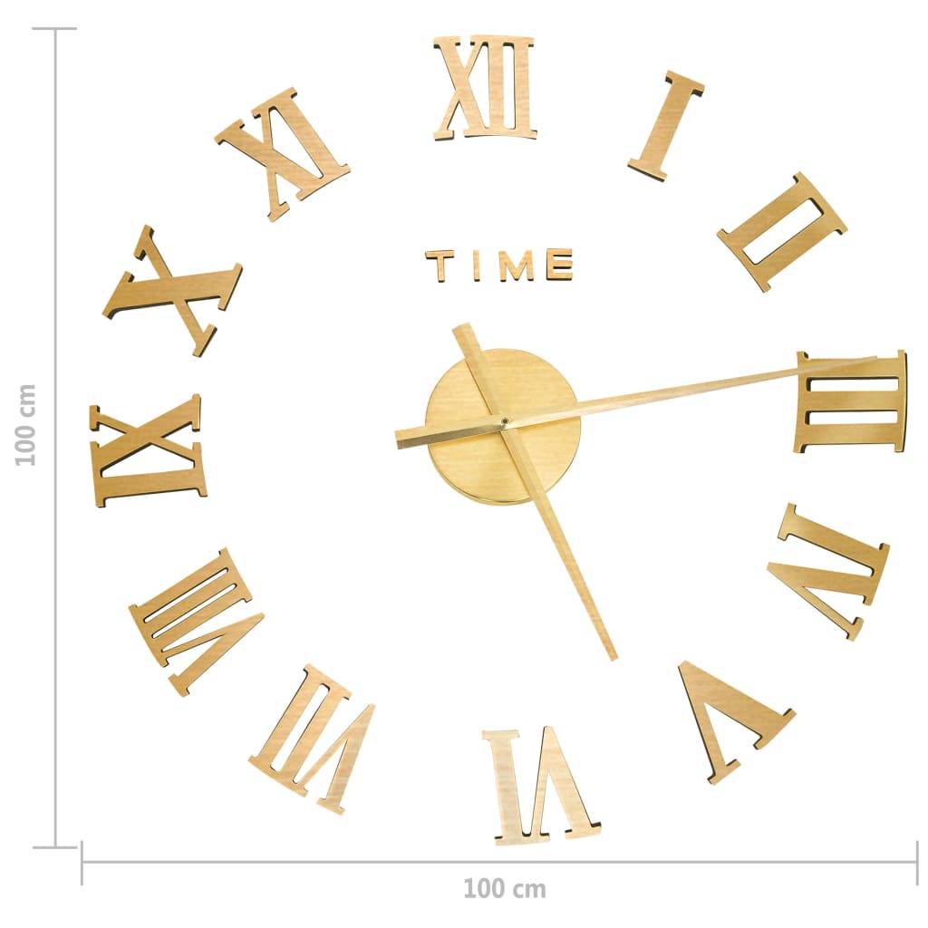 vidaXL 3D-Wanduhr Modernes Design Golden 100 cm XXL