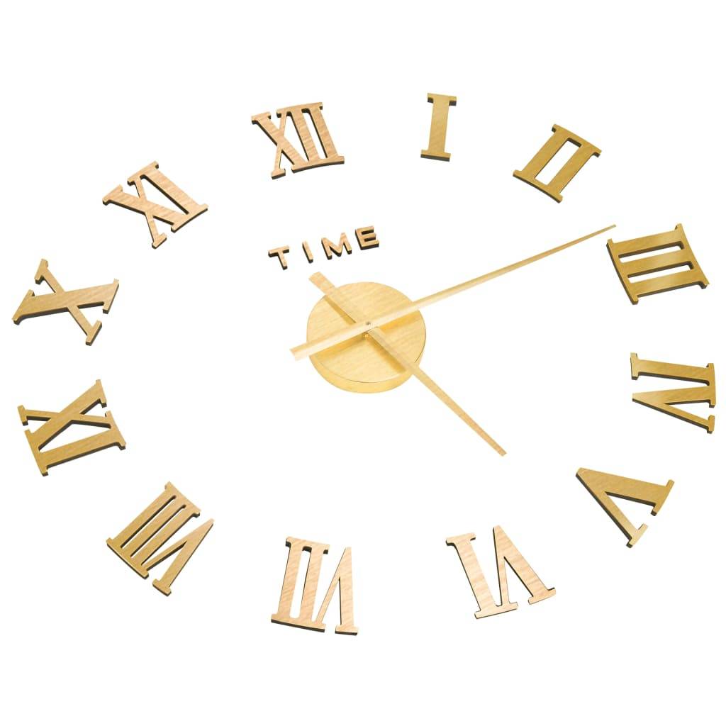 vidaXL 3D-Wanduhr Modernes Design Golden 100 cm XXL