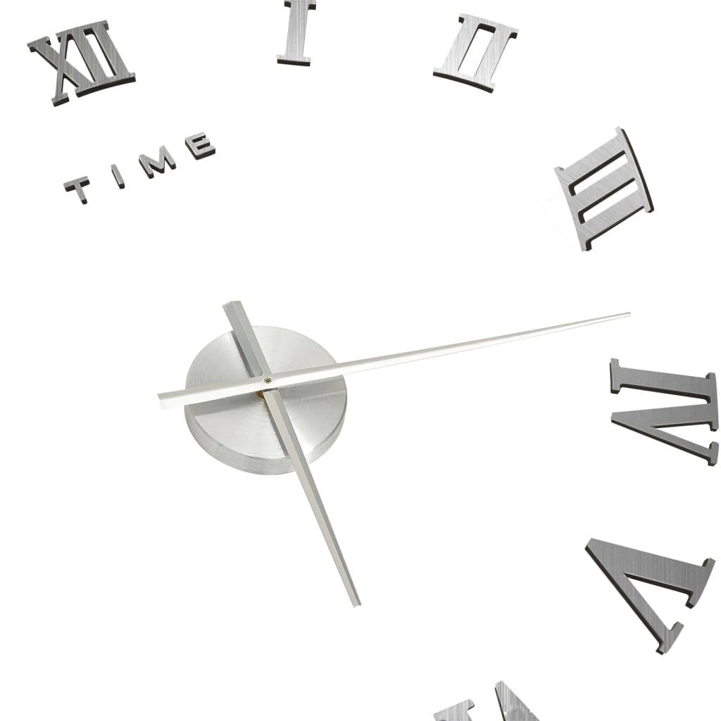 vidaXL 3D-Wanduhr Modernes Design Silbern 100 cm XXL