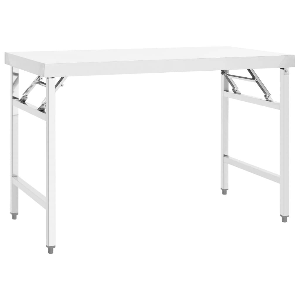 vidaXL Küchen-Arbeitstisch Klappbar 120x60x80 cm Edelstahl