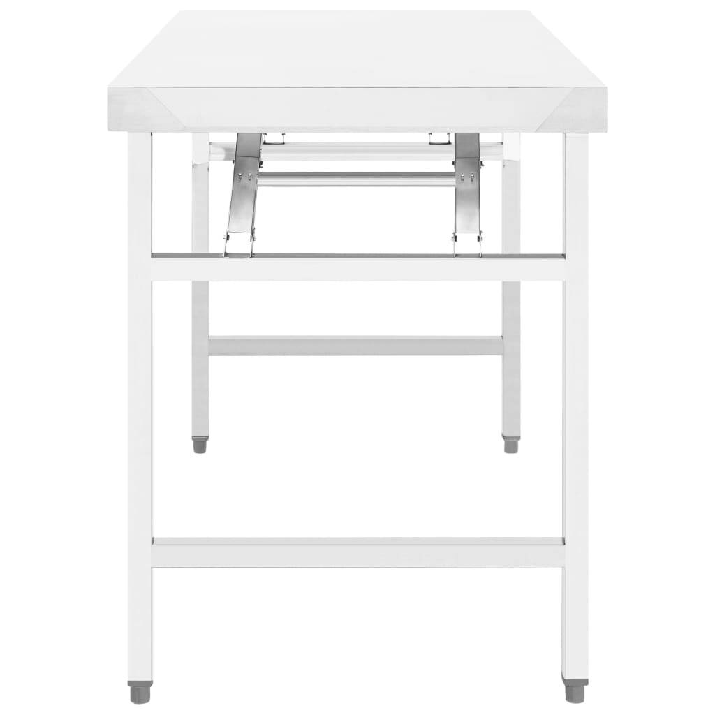 vidaXL Küchen-Arbeitstisch Klappbar 100x60x80 cm Edelstahl