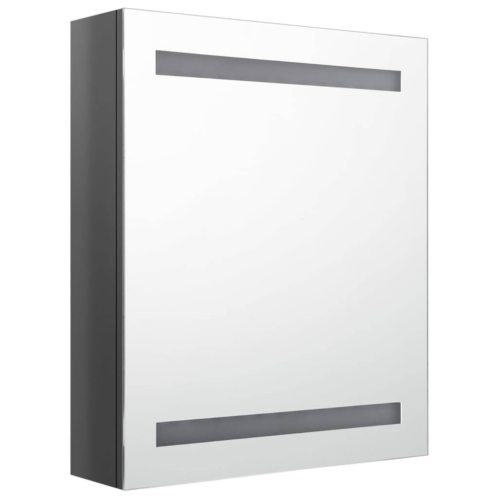 vidaXL LED-Spiegelschrank fürs Bad Glänzend Grau 50x14x60 cm