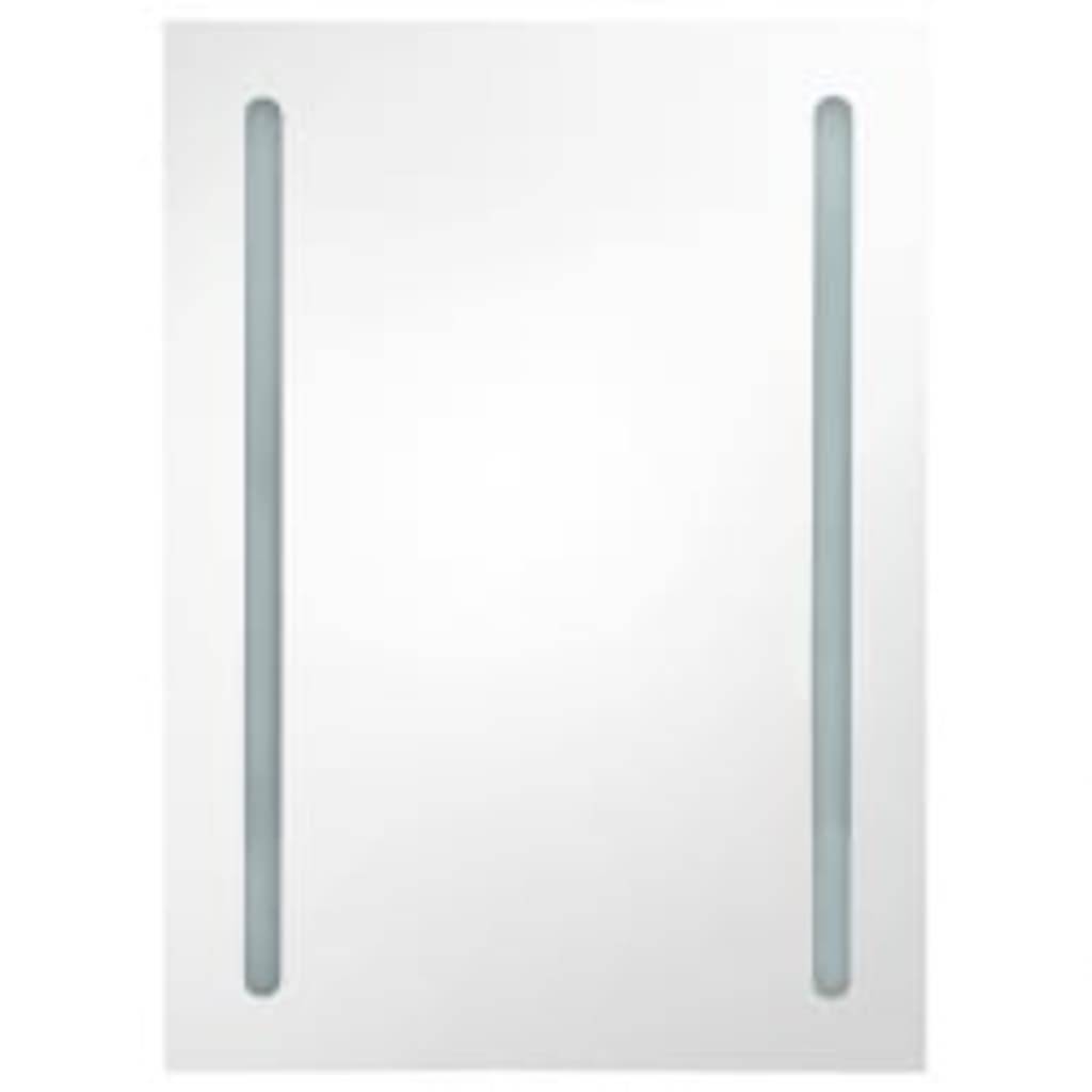 vidaXL LED-Bad-Spiegelschrank Weiß und Eichen-Optik 50x13x70 cm